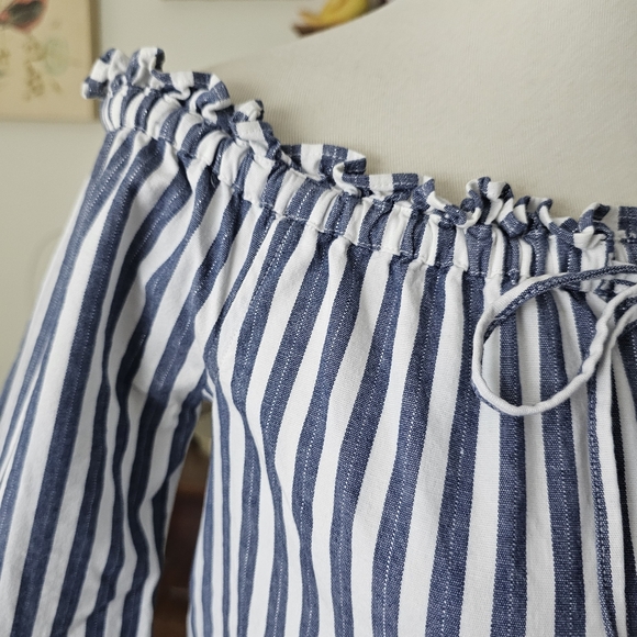 Madewell Shimmer Stripe Off-The-Shoulder Top - Picture 6 of 13